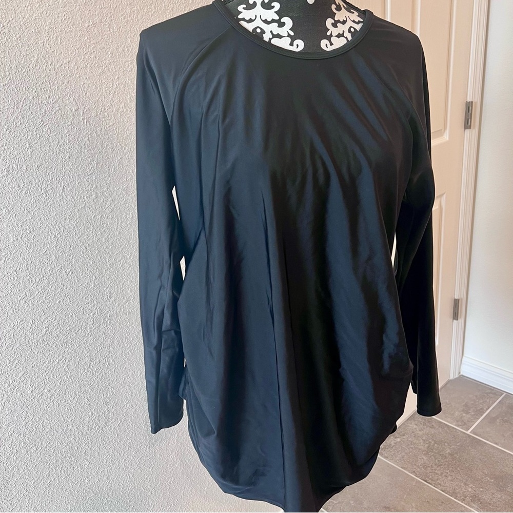Isabel Maternity Women's Black Long Sleeve Swim Top Rash Guard XXL Plus Size